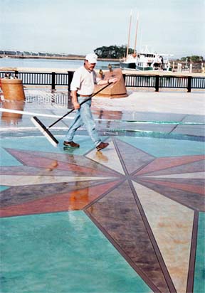 [photo of worker and compass rose]