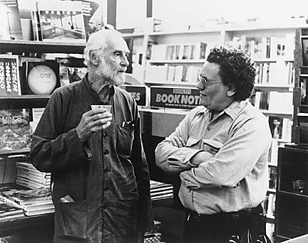 [photo of Morris Graves and Jack Hitt in bookstore]