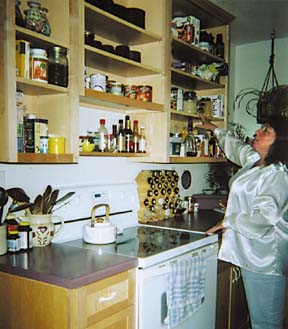 Claire Josefine in her organized kitchen