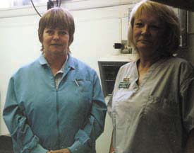 Molly cook and Wanda Regan in the euthanizing room