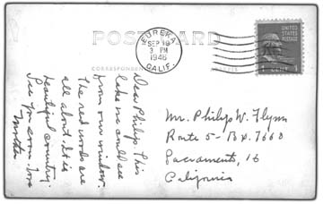 [back of Benbow postcard