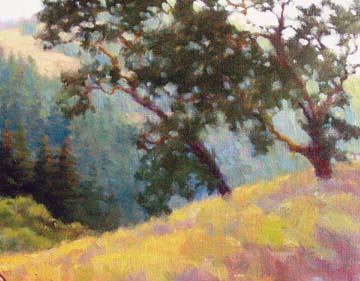 [O'Leary painting of oak hillskde]