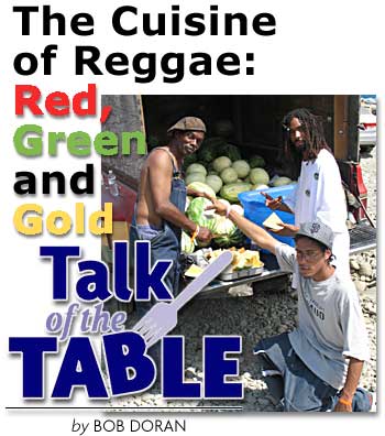 HEADING: The Cuisine of Reggae: Red, Green and Gold, photo of the Watermelon Man