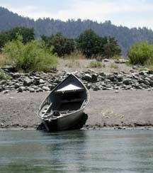 Boat on the shore of river