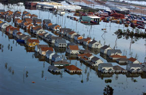 photo of Aerial view of New Orleans the day after the hurricane hit.  Photo by Jocelyn Augustino/FEMA.