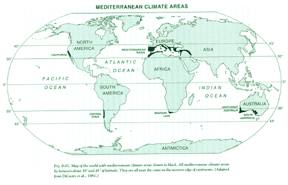 map of Mediterranean climate zone