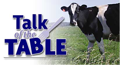 HEADING: Talk of the Table, photo of cow