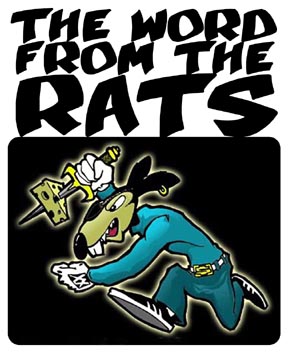 The word from the Rats [cartoon of rat with knife and cheese]