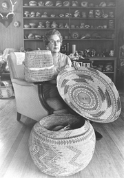 Photo of the late Elsie Hover with baskets