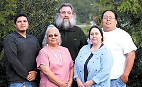 The board of the Yurok Elder Wisdom Preservation Project, from left to right: Will Einman, Kathleen Vigil, Lawrence Williams, Wendy Kull and Leo Canez.  Photo courtesy Yurok Elder Wisdom Preservation Project.