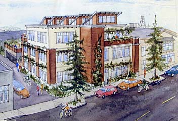 Architectural drawing of proposed NEC office building