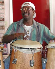 Luis Cepeda playing congas
