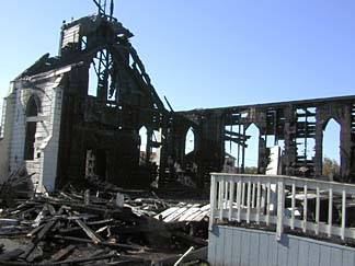 The burned wreckage of St. Mary's after fire