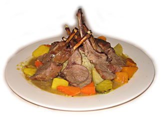 photo of rack of lamb cut into chops