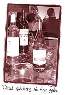 Photo of "dead soldiers" (empty bottles) at the gala.