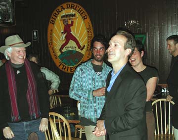 [Paul Gallegos in Lost Coast Brewery with supporters]