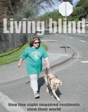 Living blind: How five sight-impaired residents view their world [photo of woman with guide dog]