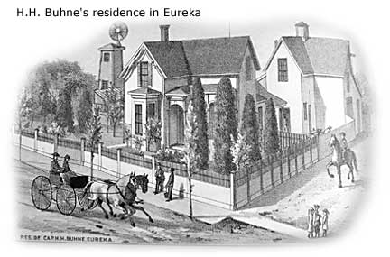 Engraving of H.H. Buhne's residence in Eureka