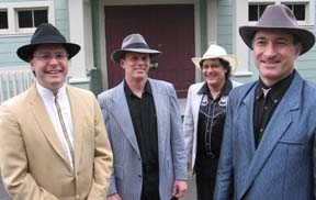 [Delta Nationals band members in front of Bayside Grange]