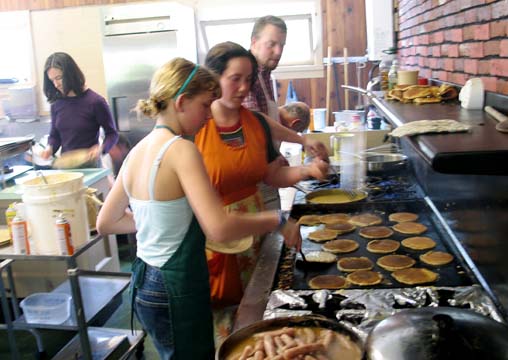 [pancake servers in kitchen]