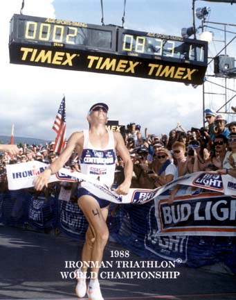 [Mike Pigg finishing the Ironman Triathlon World championship]