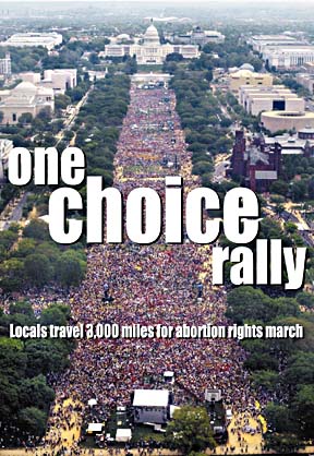 One Choice March: Locals travel 3,000 miles for abortion rights march [aerial photo of protest march]