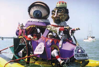 kinetic sculpture with king character and giant eyeball