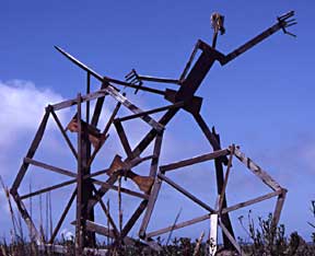 photo of wheel man sculpture
