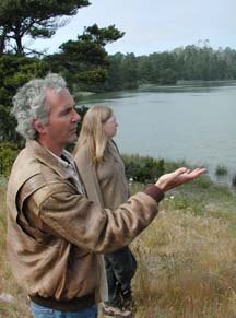 Howard Russell and Rachael Brilbeck overlooking slough