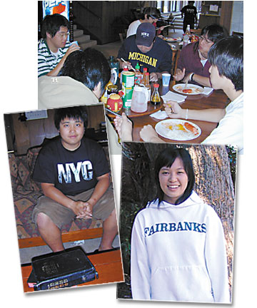 photos: Left, top: Korean students and tutors share a meal in St. Bernard's International Academy. Far left: Kiho kim. Left: Bo Ram "Kristine" Lee. Photos by Heidi Walters.