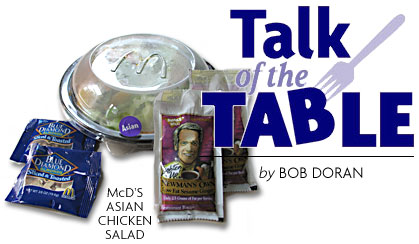 Heading: Talk of the Table, photo of McDonald's Asian chicken salad