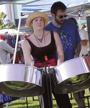 Kate Lang playing steel drums