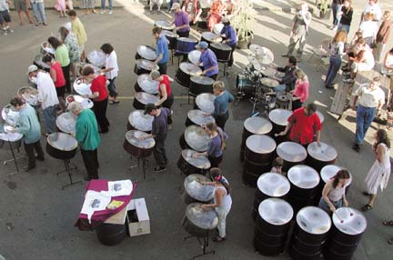 view of pan orchestra from above