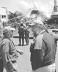 photo of Sid Dominitz and Tim McKay at the fire that destroyed the NEC