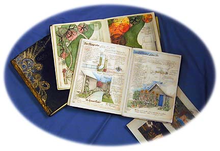 Examples of a garden journal with sketches and handwriting
