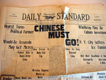 [Daily Standard newspaper headline: "Chinese must go!"]