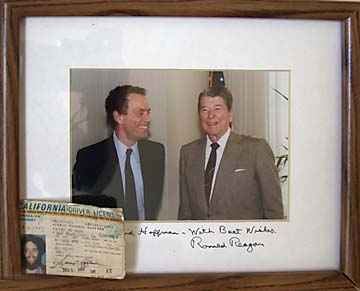 framed photo of Hoffman with Ronald Reagan