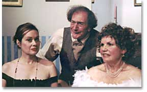 photo of Gloria Montgomery as Eleonora Duse, Bob Wells as Benoit, Michele Shoshani as Sarah Bernhardt