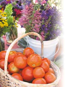 photo of produce and flowers