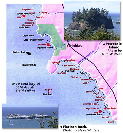 map of Sea rocks near Trinidad California