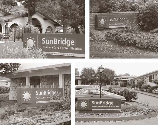 [photos of SunBridge nursing homes]