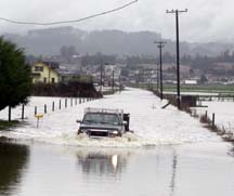 photo of pickup in flood waters